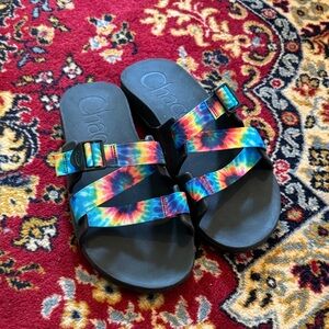 CHACO "Chillos" Men's Multicolor Dark Tie Dye Slide Sandals size 13
